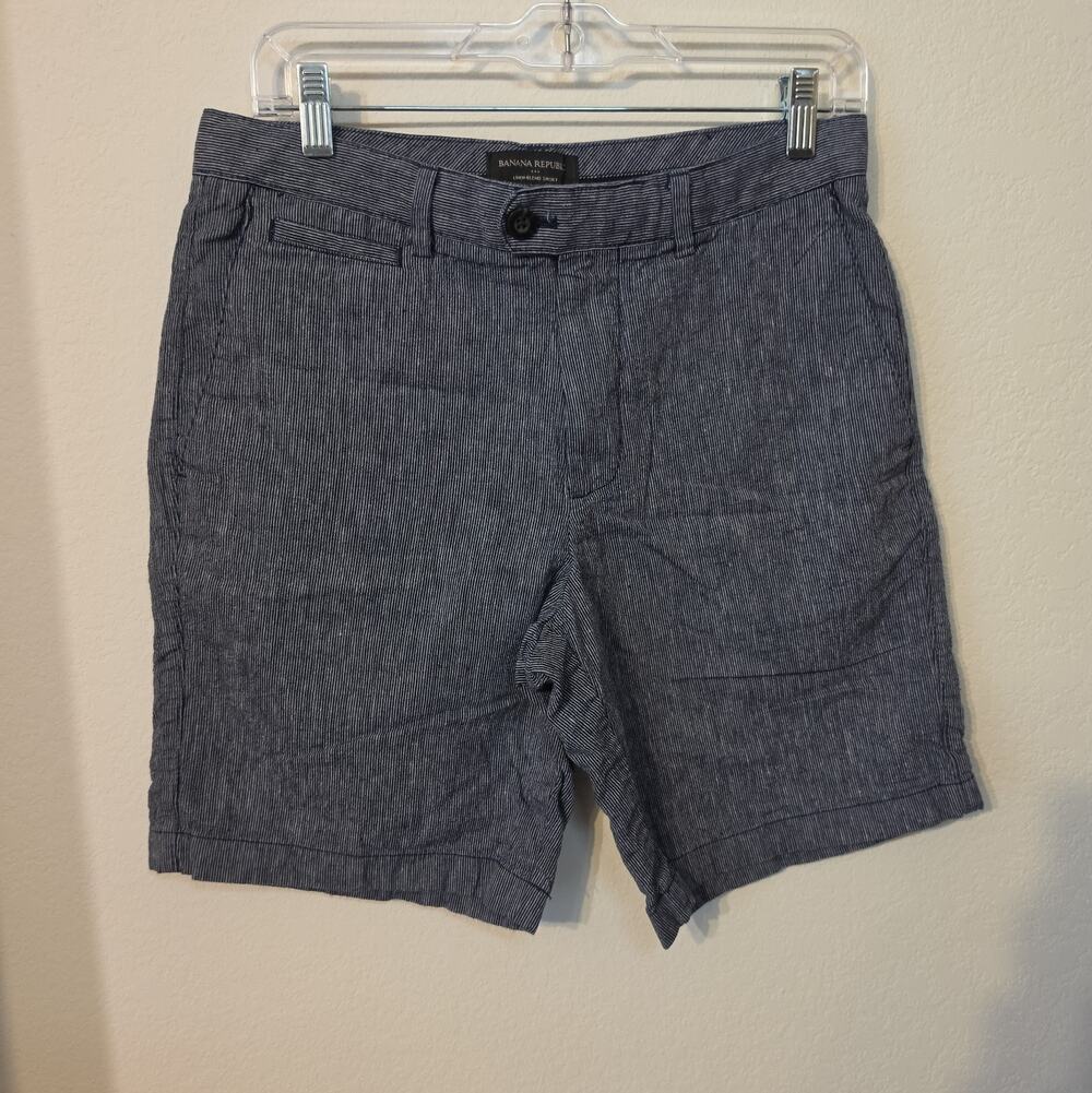 Banana Republic Men's Blue Linen Blend Casual Chino Shorts Size 30 Navy 8.5"